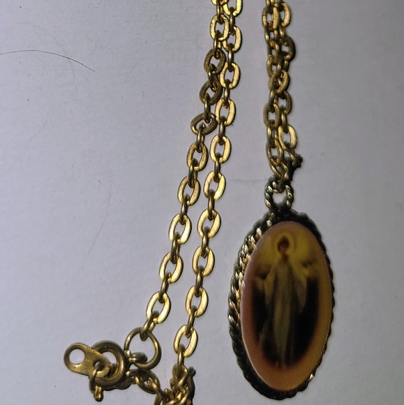 Catholic Prayer Pendant on God Tone Long Chain - Picture 1 of 8